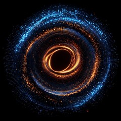 Abstract visual of swirling light patterns.