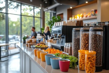 Office Breakroom: Coffee, Snacks, and Serene Atmosphere
