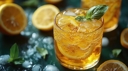 Refreshing drink with citrus and herbal notes, perfect for summer or outdoor gatherings