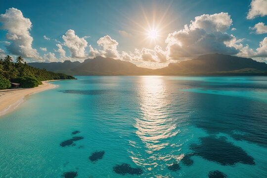 Radiant Sunshine Above Serene Blue Ocean in Vava'u Tonga