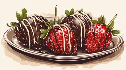 Chocolate-Covered Strawberries on Plate. (3)