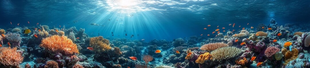 Obraz premium Bright and Clear Coral Reef with Colorful Tropical Fish Swimming Through. Generative AI