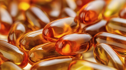Closeup View Of Stacked Translucent Orange Yellow Capsules