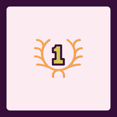 Isolated number one emblem surrounded by decorative laurel wreath elements