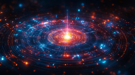 Energy Swirls in Space with Glowing Lights and Stellar Sparks. Generative AI