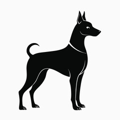 silhouette dog isolated on white