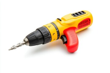 A bright electric drill sits on a clean surface, ready for the next project isolated on transparent background