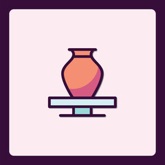 Elegant Pottery Art Icon Displayed on Pedestal, Minimalist Design Style