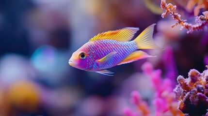 Obraz premium tropical fish in the sea, close up of tropical colorful fish, underwater life