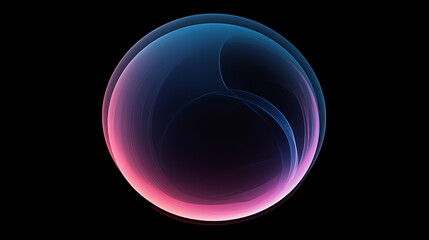 On a dark background, an abstract neon energy ball glows with magical waves Enigmatic Bubble With Pink And Blue Swirls Inside