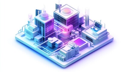 Obraz premium Futuristic city isometric, digital art, urban design