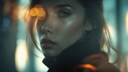 Smiling Woman in Nature with Golden Sunlight