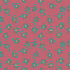 Seamless floral pattern, pretty liberty ditsy print, abstract ornament in a romantic retro motif. Cute botanical design: small hand drawn flowers, leaves, simple bouquets on white. Vector illustration