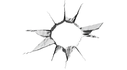 Photo of broken concrete wall with hole isolated on transparent background.png