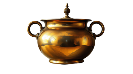 Photo of vintage brass pot isolated on transparent background.png