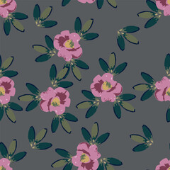 Seamless floral pattern, pretty liberty ditsy print, abstract ornament in a romantic retro motif. Cute botanical design: small hand drawn flowers, leaves, simple bouquets on white. Vector illustration