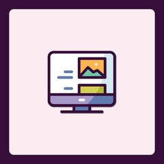 Modern computer icon, minimalistic style for technology or design projects