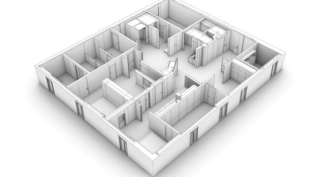 Medical Office Floor Plan, Interior Design, 3D Model,  Use Architectural Visualization