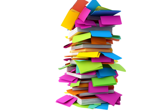 Colorful sticky notes on a stack of books