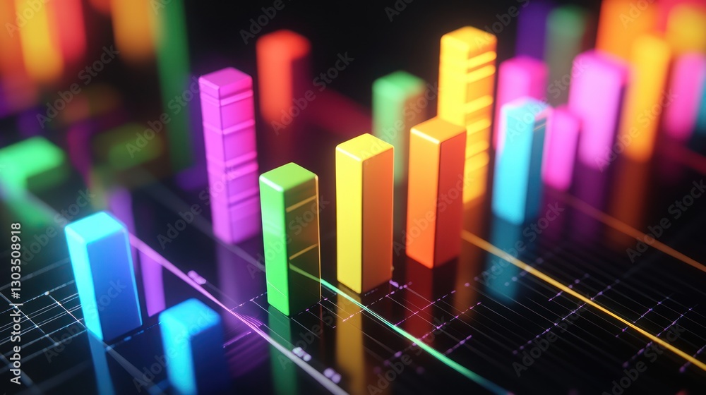 Poster abstract colorful bar graph data visualization