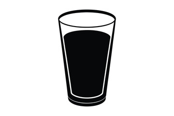 Minimalist Black and White Glass Icon - Drink Symbol.