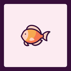 Simple golden fish icon, underwater animal silhouette vector art design