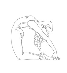 A minimalistic one-line drawing of a ballerina performing a graceful pose, depicted on a white background, delicate continuous line