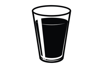 Minimalist Black and White Glass Icon - Drink Symbol.
