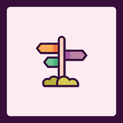 Navigational choices represented by a quirky road sign icon graphic