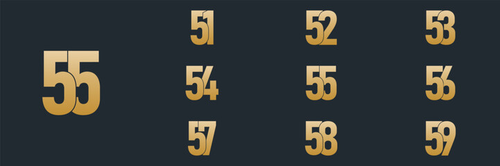 collection numbers  Anniversary logo set icon vector design, gold color 