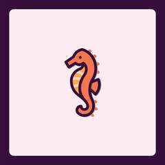 Stylized seahorse illustration with gentle curves and muted color palette