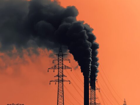 Industrial Night Pollution: Smoke and Emissions from Thermal Power Factories Impacting Air Quality and Climate Change