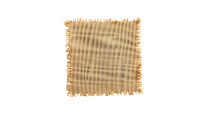 Photo of square burlap fabric sample isolated on transparent background.png