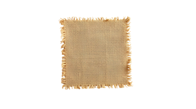Photo of square burlap fabric sample isolated on transparent background.png