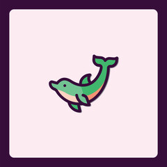 Delightful Dolphin Illustration: A Cheerful Icon of Aquatic Playfulness