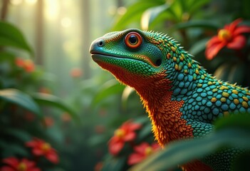 Fototapeta premium close vibrant patterns found jungle animals showcasing intricate designs color combinations, wildlife, texture, nature, green, fauna, tropical, exotic