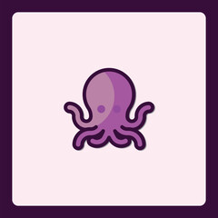 Whimsical purple octopus icon with simplified features on light background