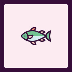 Stylized Green Fish Icon with Clean Lines and Contemporary Aesthetic
