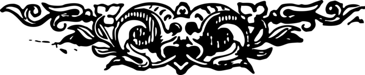 Intricate 19th Century Ornamental Border with Floral Motifs in Black and White Designed for Classic Book Illustrations