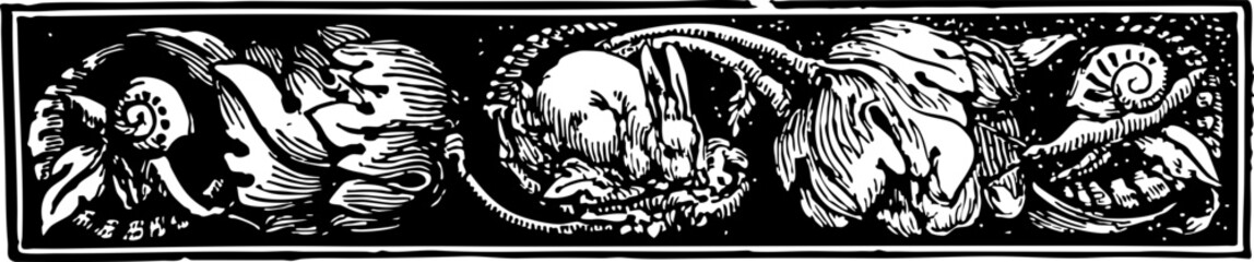 19th Century Engraved Decorative Panel Featuring Mythical Creatures and Floral Motifs