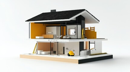 3D Model Modern House Interior Construction