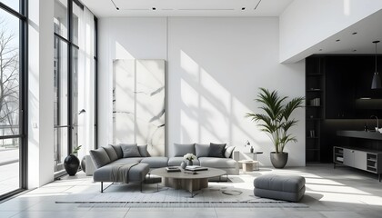 Stylish Interior with Black-Framed Glass Window