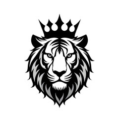 tiger head with king crown logo