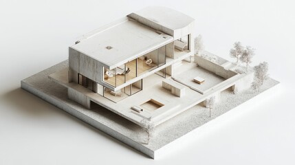 Modern House Model, Architectural Design, Rendering, Interior View, Home Design, Exterior, Illustration, 3D