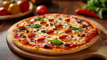 Appetizing pizza slices. Premium food background