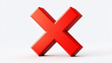 Obraz premium 3D red cross X sign. illustration png, error, fail, don't, icon