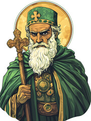 Fototapeta premium st patrick's day saint patrick bishop cartoon character, saint patrick holy representation game character