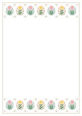 Beautiful floral Easter eggs theme border frame background decorated in classic elegant art nouveau victorian design style for invitation, card, certificate, book page, flyer, template, layout etc