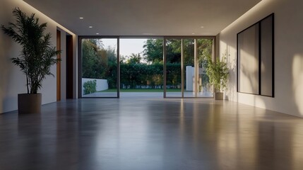 Obraz premium Modern Open-Plan Living Area with Garden View
