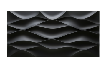 Intricate black wave panel art adding depth to modern interior design aesthetics isolated on transparent background